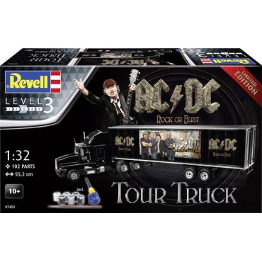 KIT PARA MONTAR REVELL 07453 CAMINHAO AC/DC TOUR TRUCK LIMITED EDITION 1/32 COM TINTAS COLA E PINCEL REV 07453